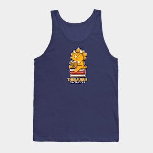 Thesaurus - Triceratops Sitting On A Pile Of Books Reading Tank Top